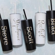 Personalized Engraved Tumblers with Script Name and Title - Bridal Party