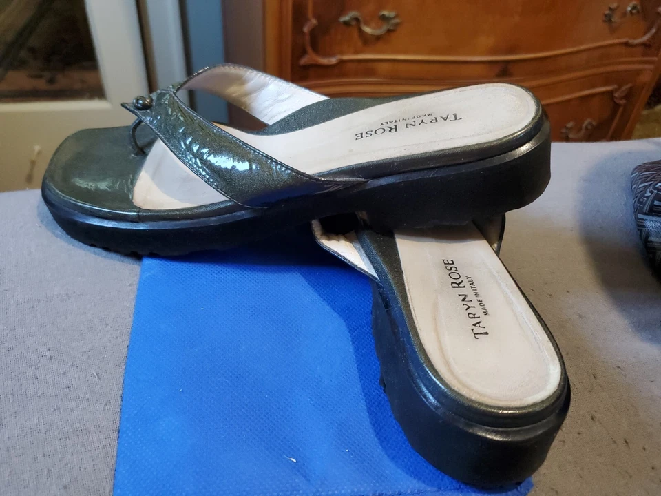 Sandalias para mujer Taryn Rose talla 42 M gris chanclas de cuero Foto 4 de 4