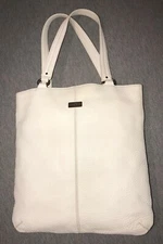 COLE HAAN white pebbled leather EUC Village Marcy Market Tote handbag purse bag