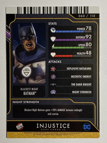 DC Injustice Arcade Card “Batman” (Blackest Night) Foil #060/110 - Picture 2 of 2