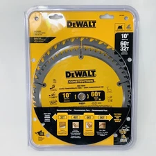 DEWALT 10" Construction Saw Blades 60 & 32-Tooth DW3106P5 Combo Pack Fine Finish