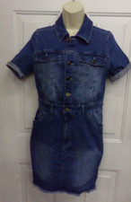 FASHION NOVA Blue Denim Juniors Size XL Button Front Short Sleeve Dress
