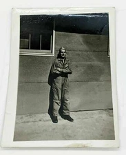 1940's WWII Black & White Photo Army Soldier Posing by Barracks Wall Picture