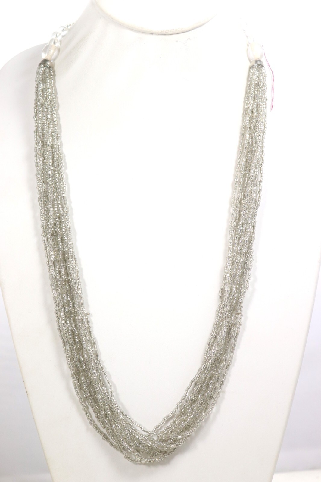 Multi Strand Clear Silver Beaded Infinity Necklace - image 1