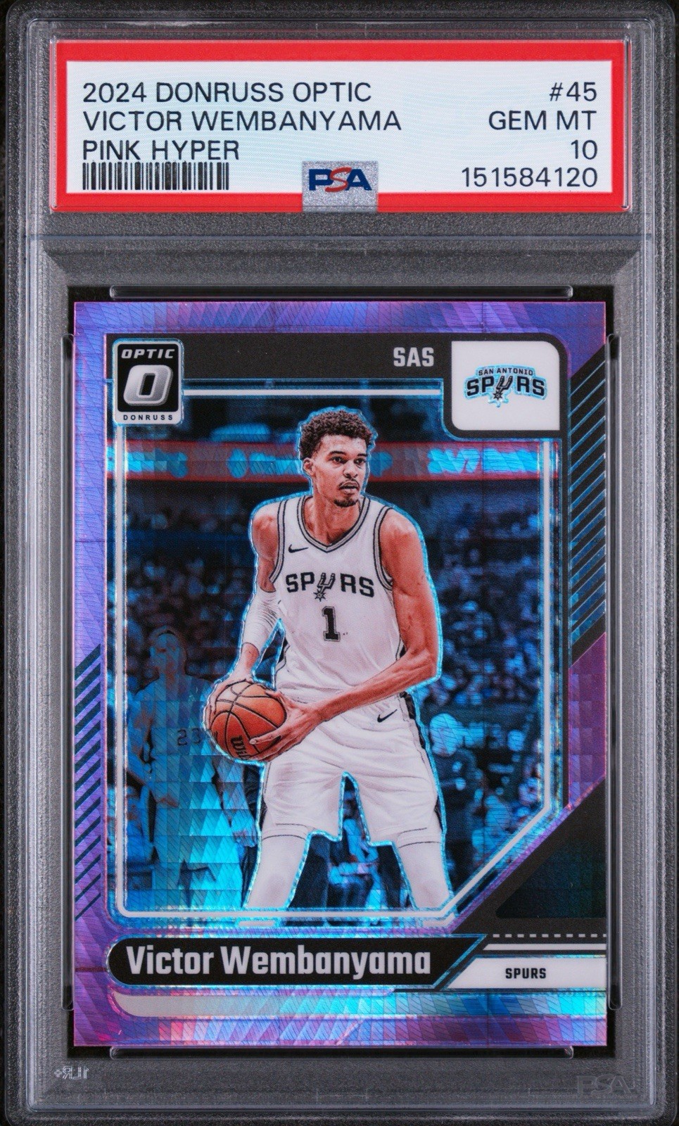 🔥PSA 10 2024 PANINI DONRUSS OPTIC #45 VICTOR WEMBANYAMA PINK HYPER POP/10 👽🦄