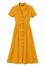 Urban Outfitters Dotted Midi Shirt Dress Yellow Black Polka Dot Womens Sz Small