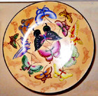 Rare Sz 9" Butterfly Bowl Enamel Chinese Asian Porcelain Famille Verte Brass Art — photo 2