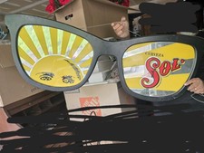 Sol Cerveza Beer Sunglasses Shaped Advertising Sign Breweriana Collectible
