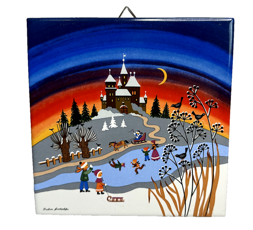 Barbara Fürstenhöfer Four Seasons Winter Scene 6" Square Ceramic Tile Decorative - 第 1/8 張圖片
