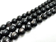 High Quality Natural Black Shimmery Hypersthene Smooth Round Gemstone Beads