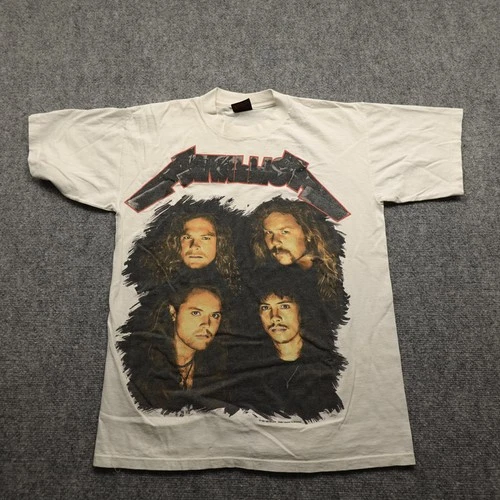 Metallica Brockum T-Shirt Men's Large White Ban 1990s vintage concert t-shirt, vintage, size L, single stitch, B+ condition