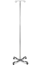 Portable IV Pole Stand, Adjustable Height, Chrome w/ 2 hooks Sturdy Base