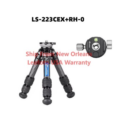 Leofoto LS-223CEX+RH-0 Panning Clamp Tripod with Half Ball/Leveling Base