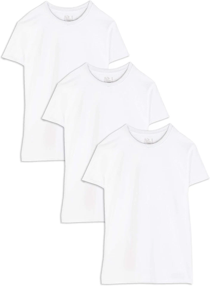 Men's Big and Tall Tag-Free Undershirts - Big Man Crew Neck 3 Pack White - Image 3 of 4