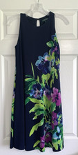 Lauren Ralph Lauren Dress Womens 2 Blue Green Purple Floral A Line Sleeveless
