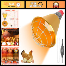 Heated Chicken Lamp for Coop - E26 Base Heat Bulb Shield, 3 Temp Modes, Al-Alloy