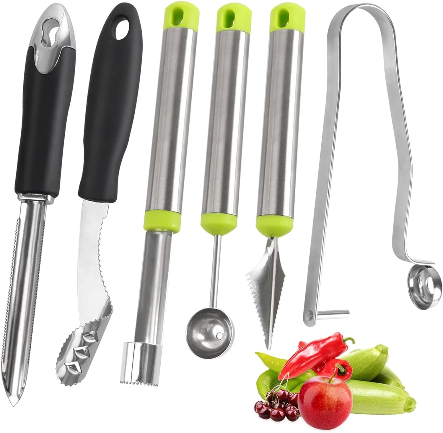 Vegetable Corer Tool, 6 Pcs Stainless Steel Fruit and Vegetable Corer Tools for
Opens in a new windo