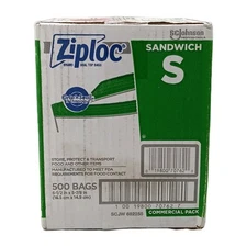 Ziploc Easy Open Sandwich Bags New Commercial Box 500 Bags