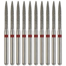 Dental Diamonds Flame Burs 863/012F Fine Grit Red FG for High Speed Handpiece