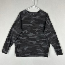 Athleta Studio to Street Gray Camo Sweatshirt Womens Medium Gym Run Yoga Casual