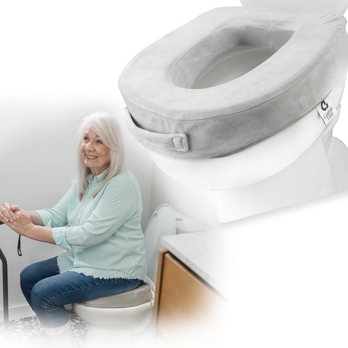 Raised Toilet Seat Cushion - 2” Firm Cushioned Toilet Seat for Seniors and Po...