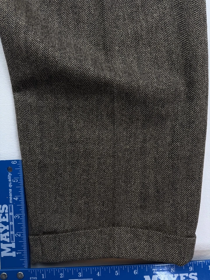 Pantalones Banana Republic Para Hombre 40x31 Lana Espiga Forro Rodilla Cónico Plisado Foto 2 de 4