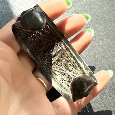 ANCIEN BRACELET EN argent massif motif flores EUR 244,99 - FR