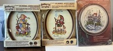 3 VTG Hummel Stitchery Kits Farm Girl 8039, Peasant Boy 8037, Mother Swan PICS