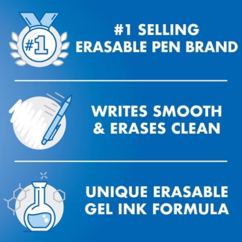 Pilot 8pk FriXion Clicker Erasable Gel Pens Fine Point 0.7mm Black Ink