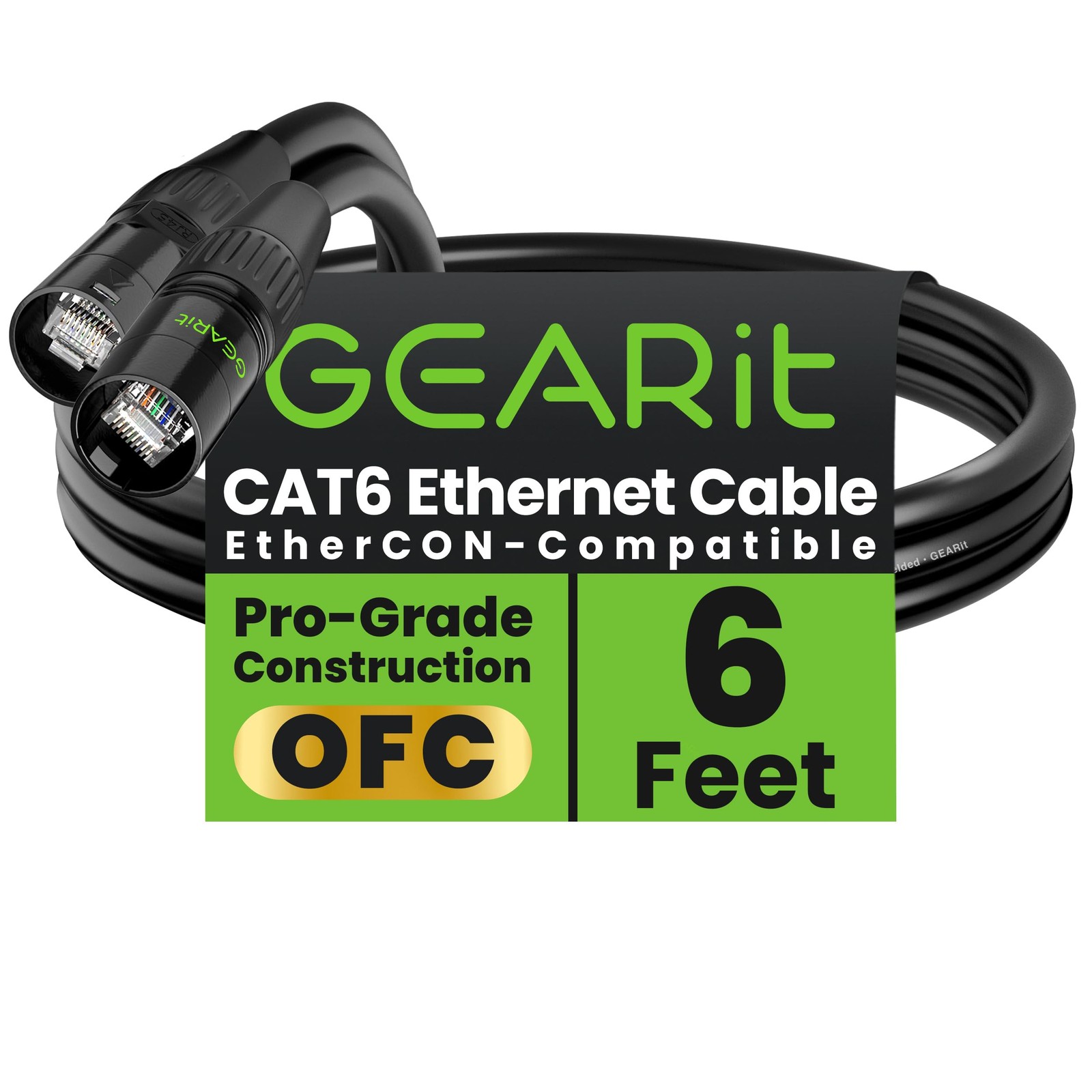Shielded CAT6 Ethercon Cable (6 Feet) Professional Audio & Lighting RJ45 Ethe...