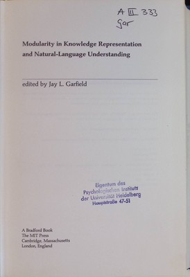 Modularity in Knowledge Representation and Natural-Language Understanding Garfie