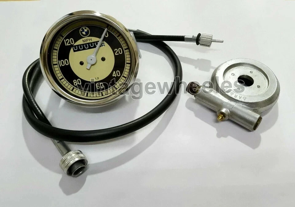 RÉPLICA BMW SPEEDO 0-120 MPH + UNIDAD Y CABLE 55" PULGADAS PARA BMW R25 R26, R50-51 Foto 2 de 4