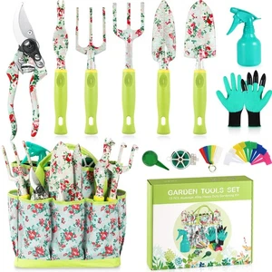 13Piece Ensemble d'outils de jardinage à usage lourd avec NonSlip Poignées & Sac à dos