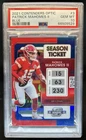 2021 Contenders Optic Patrick Mahomes II Prizm Blue Season Ticket #/99 PSA 10