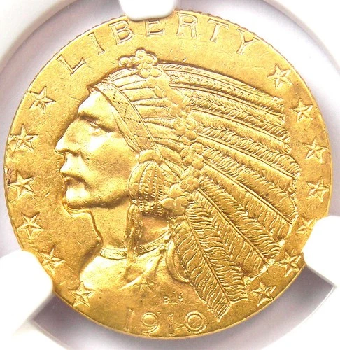 1910-S Indian Gold Half Eagle $5 Coin. NGC MS61 BU UNC - Rare San Francisco Date