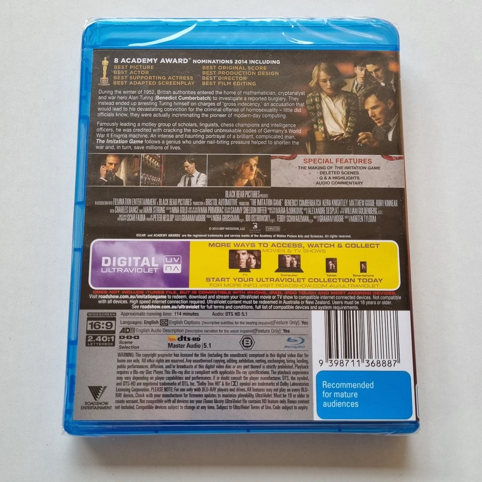 The Imitation Game (Blu-ray 2014) Region B (Benedict Cumberbach, Keira Knightley - image 3 of 4