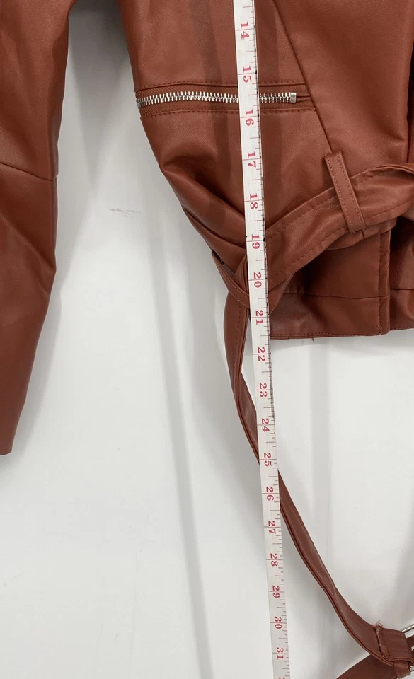 Love Tree Womens Brown Quilted Long Sleeve Motorcycle Jacket Size Medium - Image 4 of 4