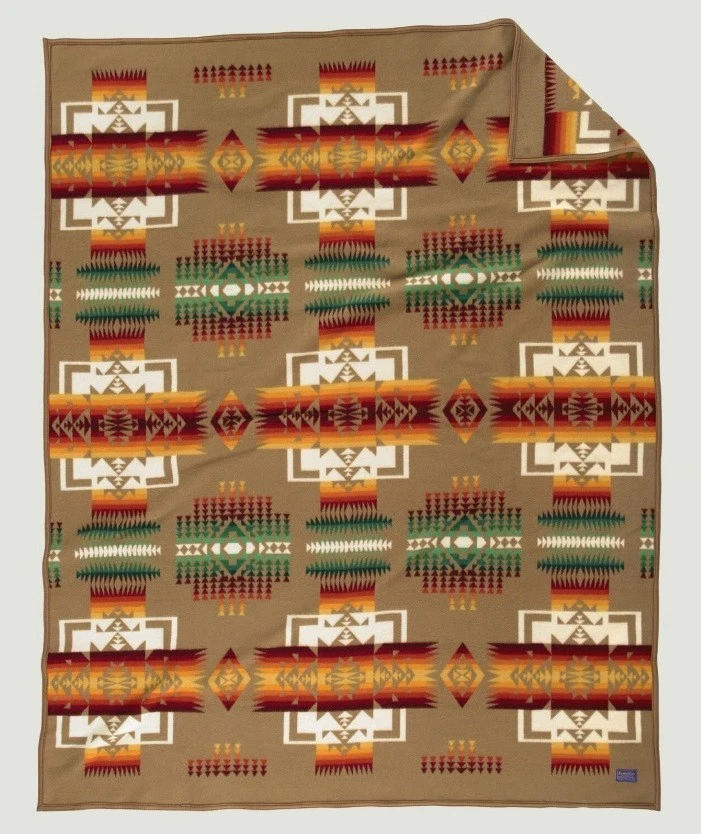NEW Pendleton Southwest Aztec Chief Joseph Bed Wool Thick Blanket Khaki TWIN - Image 2 of 4