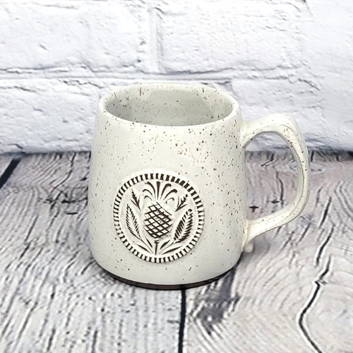 Onion River Pottery Coffee Mug Pineapple Speckled Stoneware 10oz. Winooski, VT