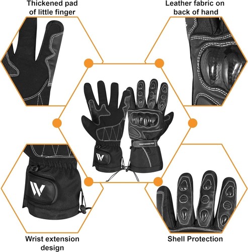 Leather Touchscreen Waterproof Warm Winter Motorcycle Gloves Size medium - Picture 2 of 8