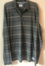 Hurley Men's XL Polo Shirt Aloha Logo Channels Polo L/S Stripe Green AJ1798