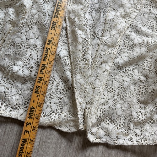 Vintage 80s 90s White Crochet Lace Cardigan Large Floral Sheer Open Front Blouse - Picture 6 of 6