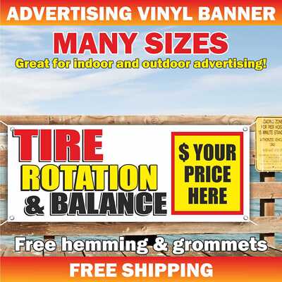TIRE ROTATION BALANCE Advertising Banner Vinyl Mesh Sign Retail Wheel ...