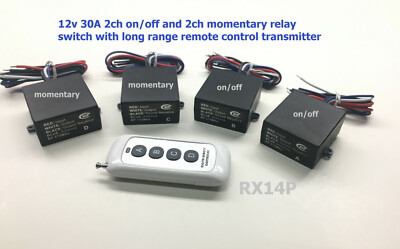 12V 30A 2ch ON/OFF & 2Ch MOMENTARY relay switch with long range remote control 