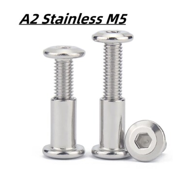 Furniture Connector Bolts & Cap Nuts Flat Head Allen Key Screws A2 Stainless M5