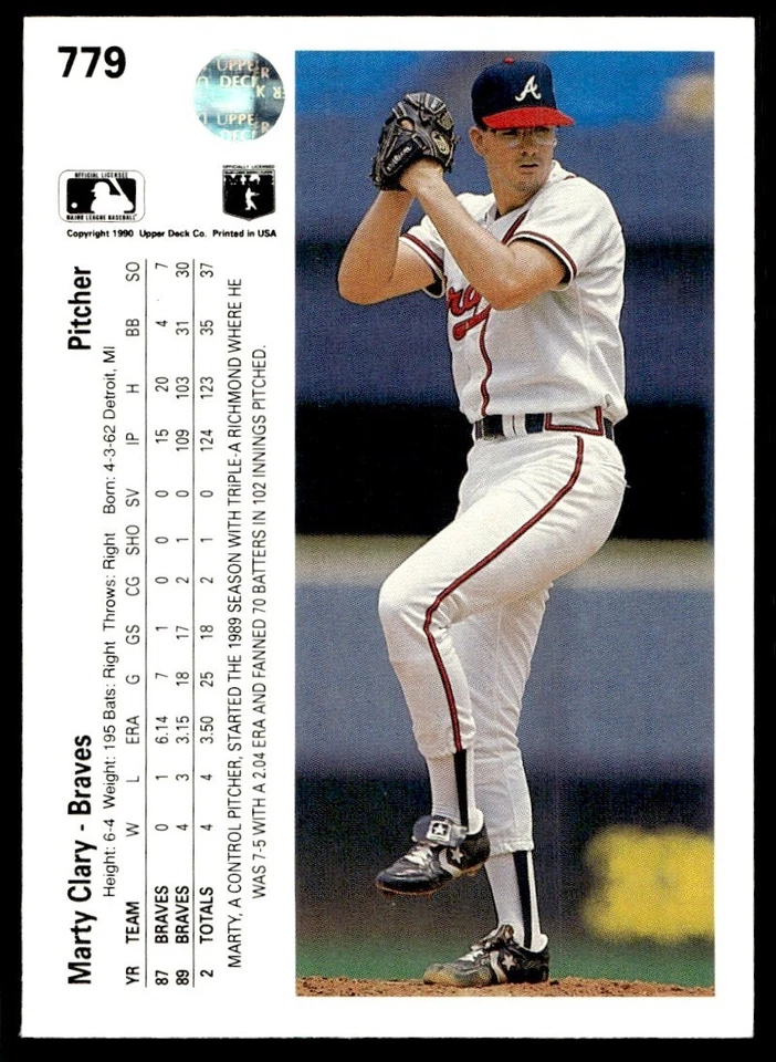 1990 Upper Deck Marty Clary Atlanta Braves #779 - Image 2 of 2