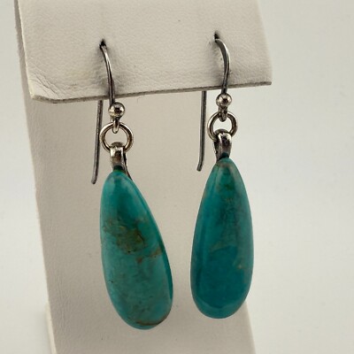 Barse Vintage 925 Sterling Silver Blue Turquoise Drop Dangle Earrings (9.9g)