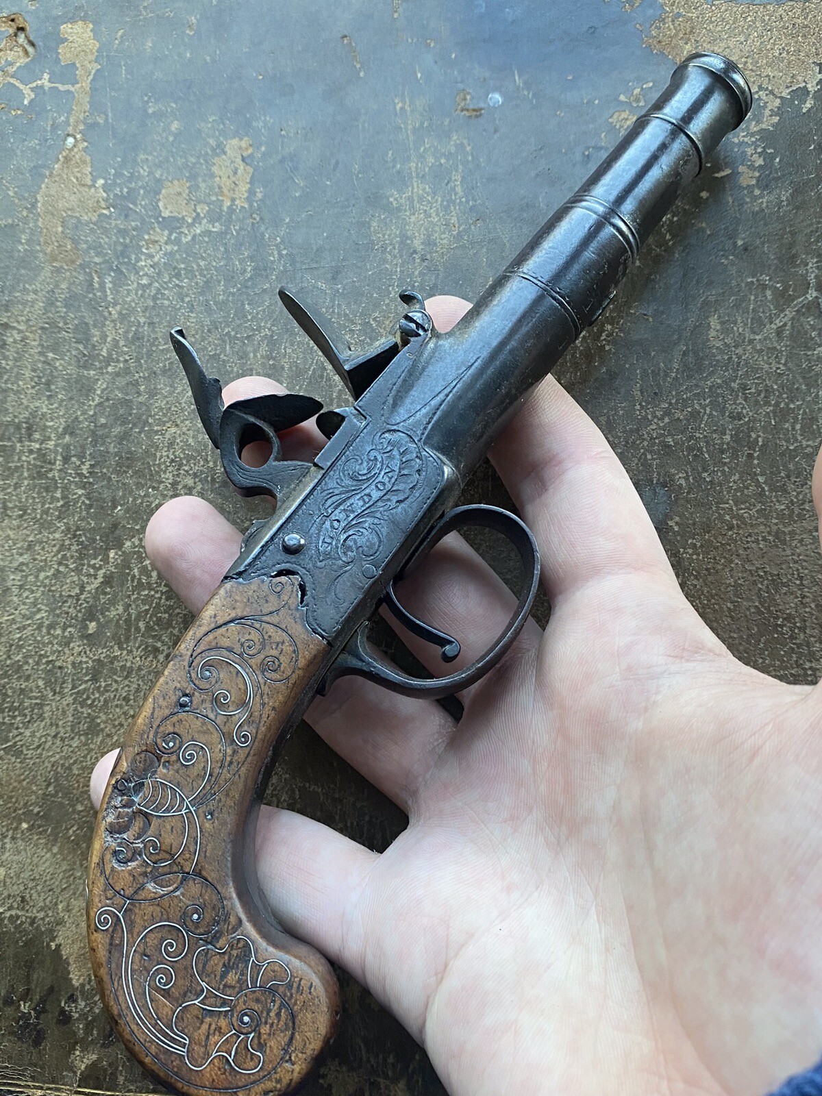 Antique Flintlock Pistol Paperweight Ornament Made In Circa 1780 eBay