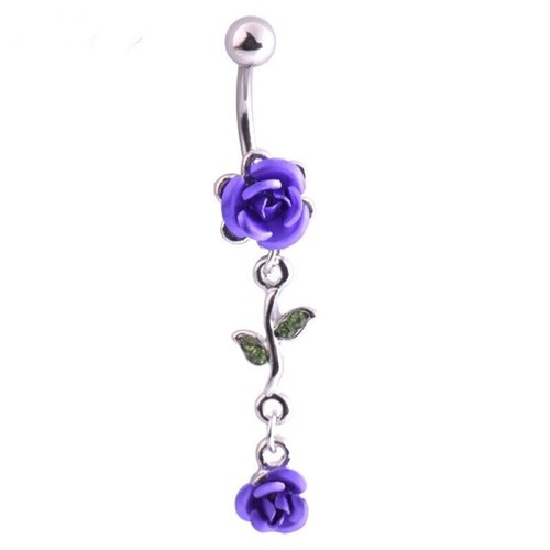 Stainless Steel Rose Navel Rings Sexy Belly Button Ring Piercing Women's Jewelry - Picture 4 of 18