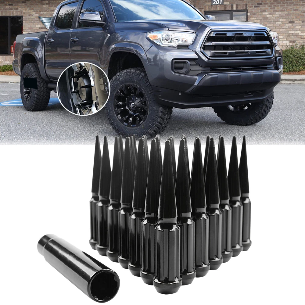 Black 24 PCS Spike Lug Nuts M14x1.5 For Toyota Tacoma 4 Runner 4.4